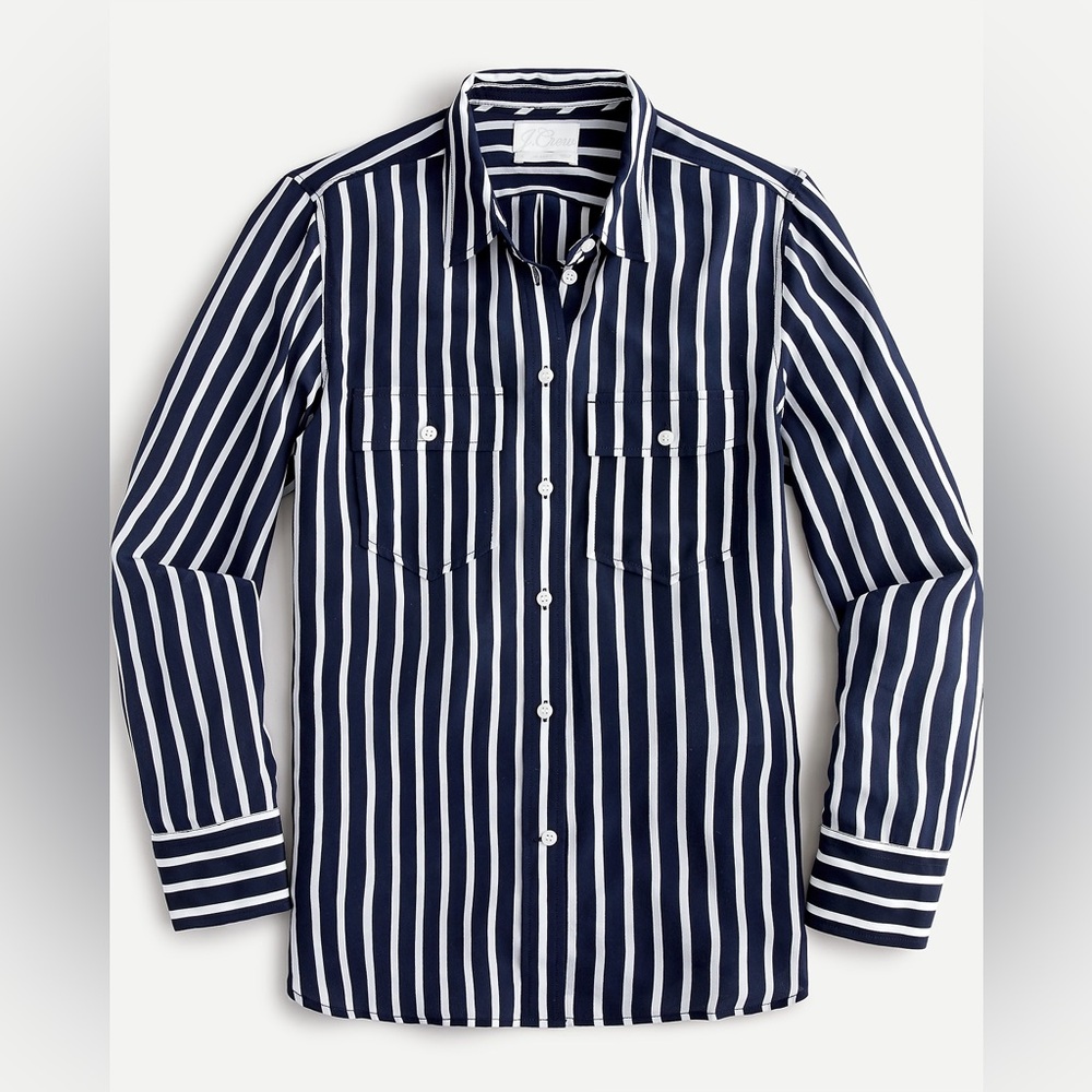 J.Crew Classic Fit Silk Shirt in Stripe